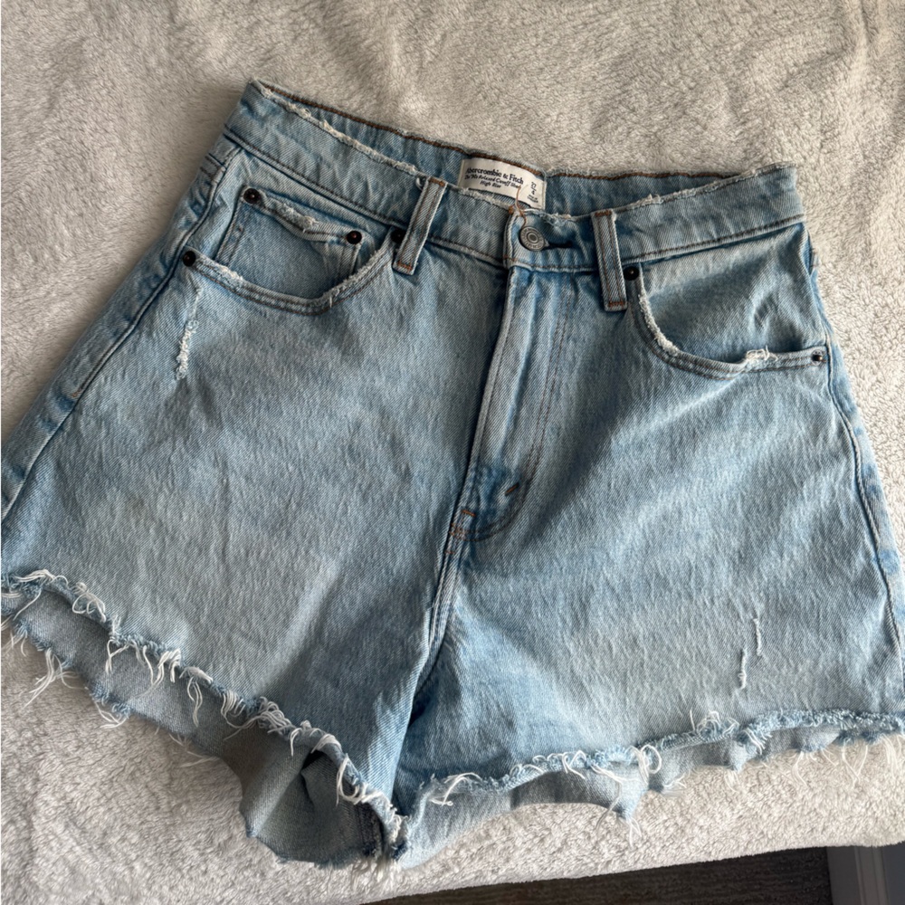 Abercrombie & Fitch Blue Jean Shorts Distressed Cut-Off